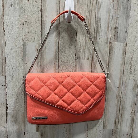 NWOT Nine West Coral Quilted Envelope Cluth Shoulder Bag Preppy - Picture 1 of 7